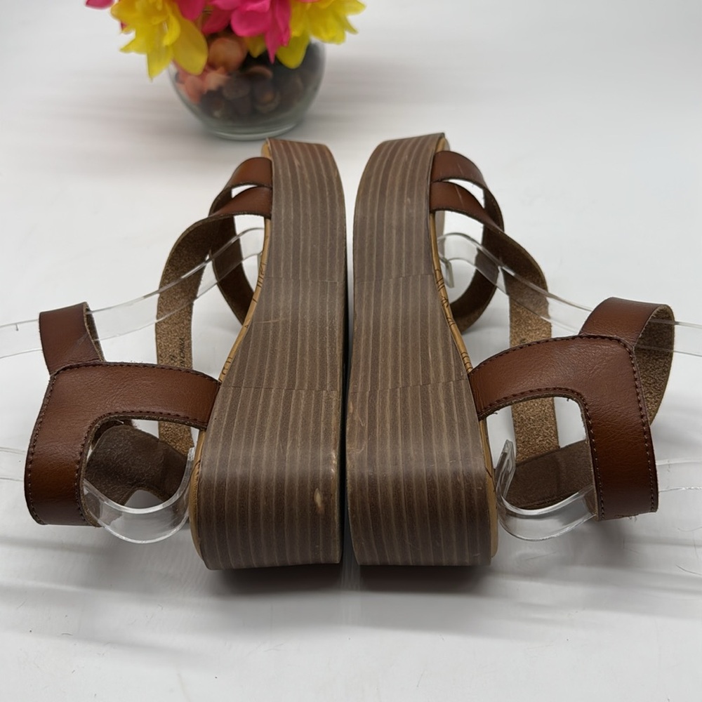 Blowfish Brown Leather Platform Sandal Size 7.5 MCS7314N - Picture 5 of 8
